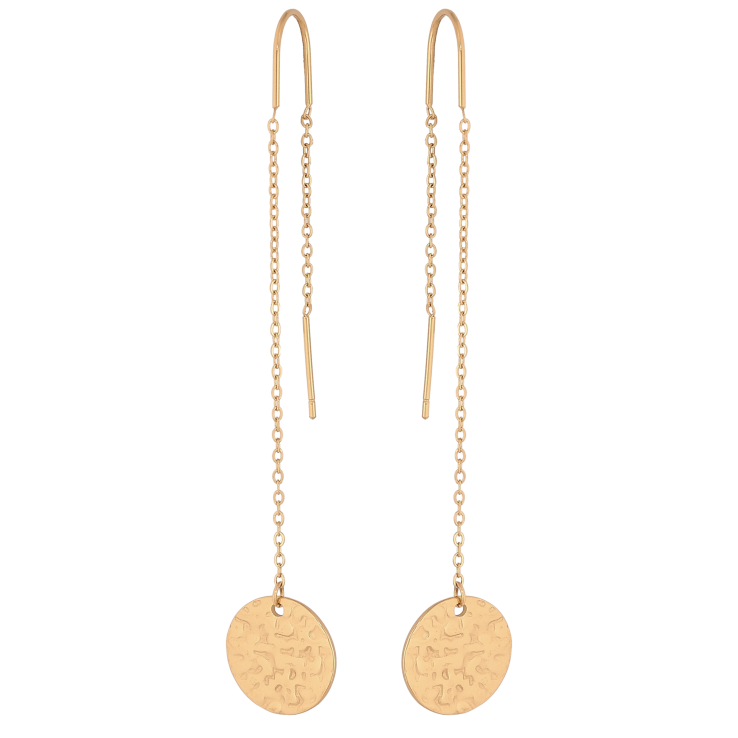 Сережки Xuping TTM Stainless Steel колір 14К протяжки "Кола на ланцюжку" фото №11 Сережки Xuping TTM Stainless Steel колір 14К протяжки "Кола на ланцюжку" фото №11