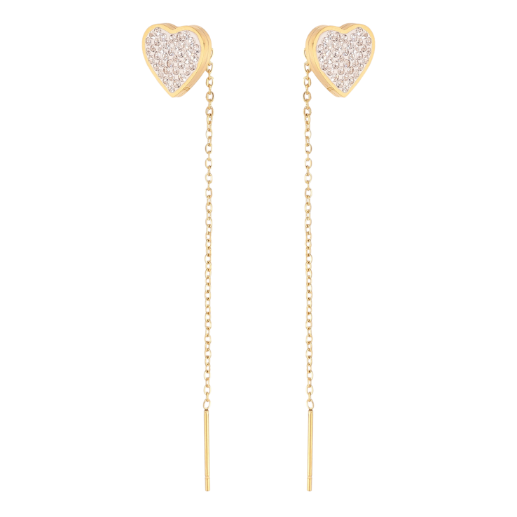 Серьги Xuping TTM Stainless Steel цвет 14К протяжки "Сердечки с кристаллами" фото №24