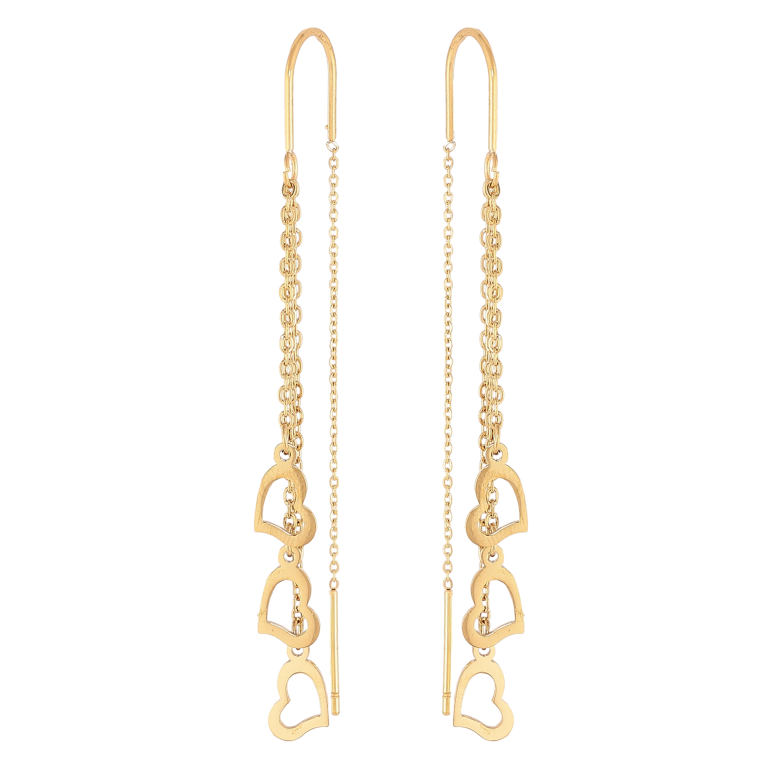 Серьги Xuping TTM Stainless Steel цвет 14К протяжки "Сердечки на цепочках" фото №1 Серьги Xuping TTM Stainless Steel цвет 14К протяжки "Сердечки на цепочках" фото №1