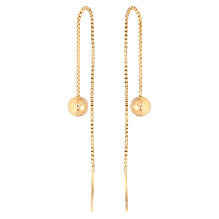 Сережки Xuping TTM Stainless Steel колір 14К протяжки "Кульки на ланцюжку" ø 6мм фото №15 Сережки Xuping TTM Stainless Steel колір 14К протяжки "Кульки на ланцюжку" ø 6мм фото №15