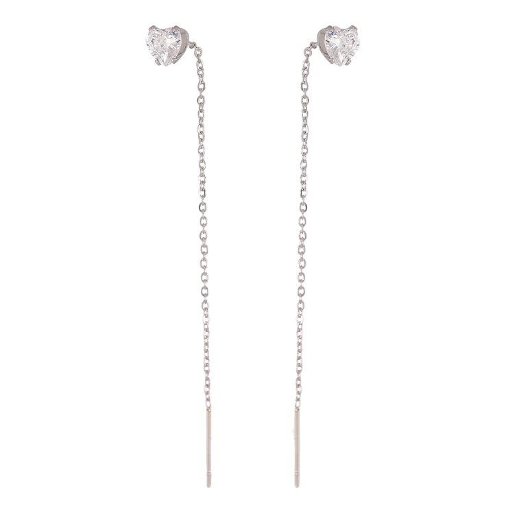 Серьги Xuping TTM Stainless Steel цвет Родий протяжки "Кристальные сердечки с цепочками" фото №20 Серьги Xuping TTM Stainless Steel цвет Родий протяжки "Кристальные сердечки с цепочками" фото №20