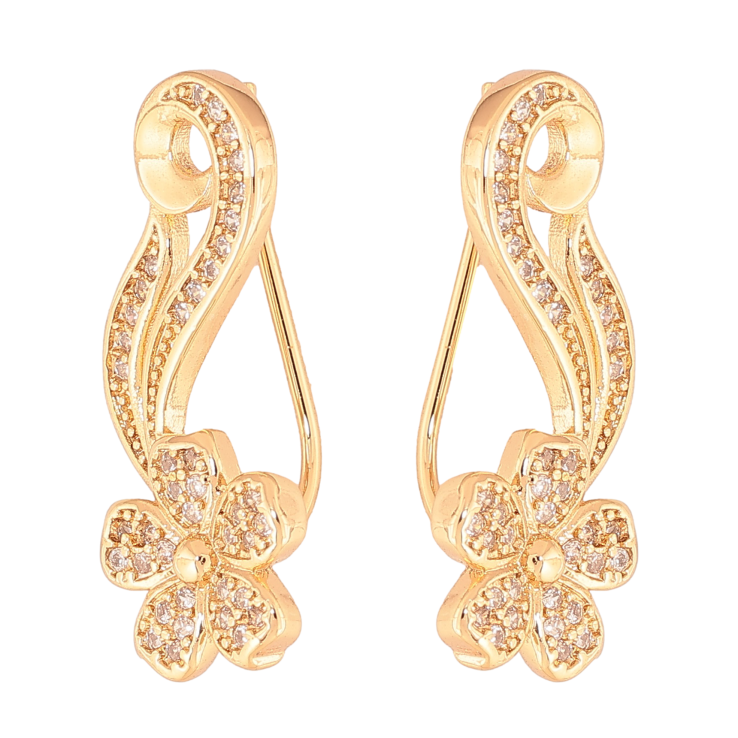 Серьги Xuping цвет Позолота 18K клаймберы "Цветочки" фото №21