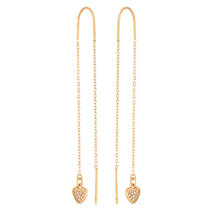 Сережки Xuping колір Позолота 18K протяжки "Сердечка з ланцюжками" фото №20