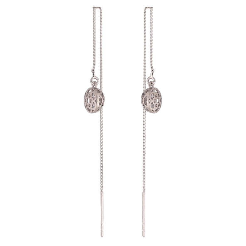 Сережки Xuping колір Родій протяжки "Кристали в квітковій оправі на ланцюжках" фото №1