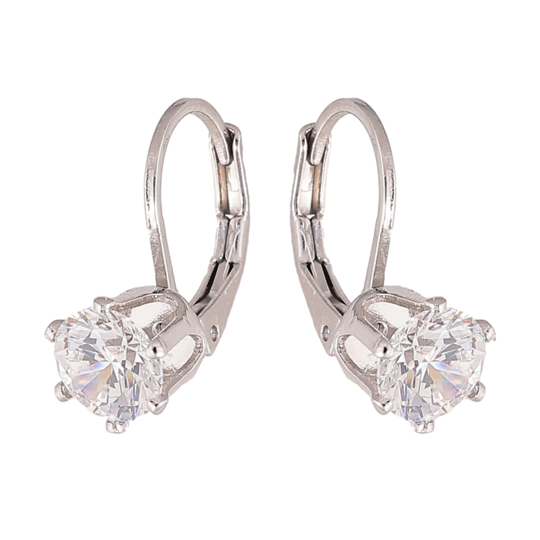 Серьги Xuping цвет Родий французский замок "Кристаллы на дужках" ø 6мм фото №1