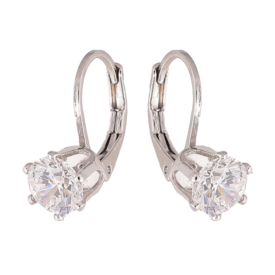 Сережки Xuping колір Родій французький замок "Кристали на дужках" ø 6мм фото №1