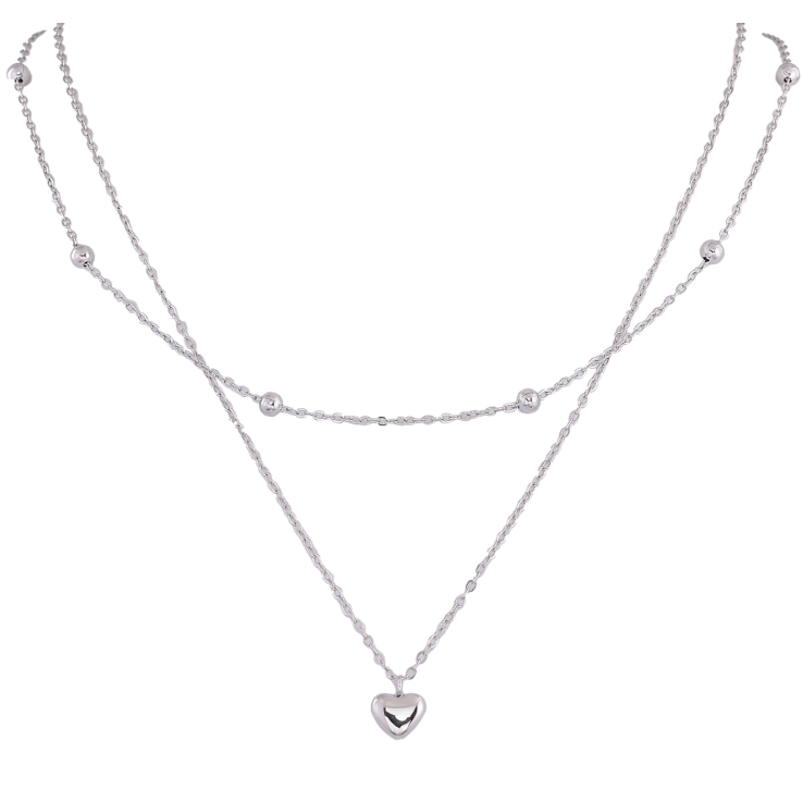 Колье Нержавеющая сталь "Двойная цепочка с сердечком" длина 40-45см х 1-3мм фото №8