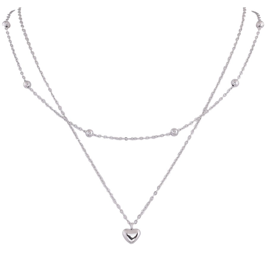Колье Нержавеющая сталь "Двойная цепочка с сердечком" длина 40-45см х 1-3мм фото №1 Колье Нержавеющая сталь "Двойная цепочка с сердечком" длина 40-45см х 1-3мм фото №1