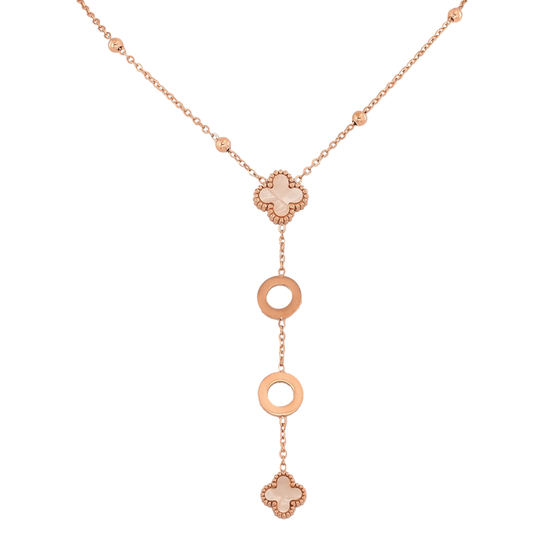 Кольє Нержавіюча сталь "Конюшина з перламутровими вставками" довжина 42-46см х 1.5-3мм фото №1