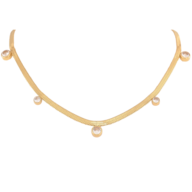 Колье Нержавеющая сталь "Цепочка с кристаллами" длина 41-46см х 3мм фото №15