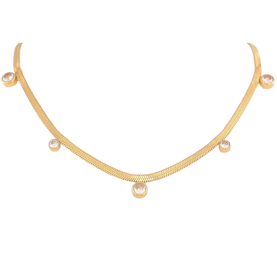 Колье Нержавеющая сталь "Цепочка с кристаллами" длина 41-46см х 3мм фото №1 Колье Нержавеющая сталь "Цепочка с кристаллами" длина 41-46см х 3мм фото №1