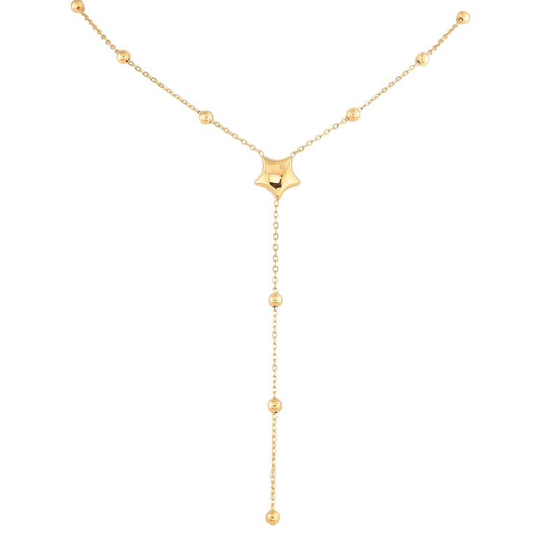 Колье Нержавеющая сталь "Цепочка с звездой и бусинами" длина 41-46см х 1-3мм фото №1