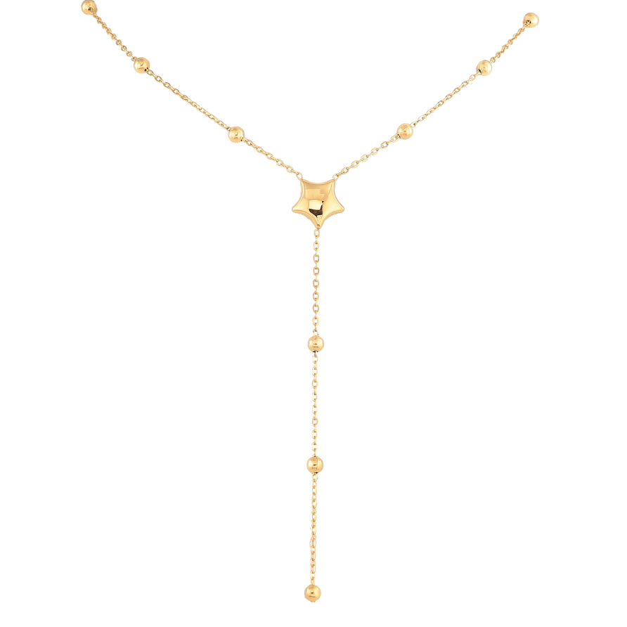 Колье Нержавеющая сталь "Цепочка с звездой и бусинами" длина 41-46см х 1-3мм фото №1