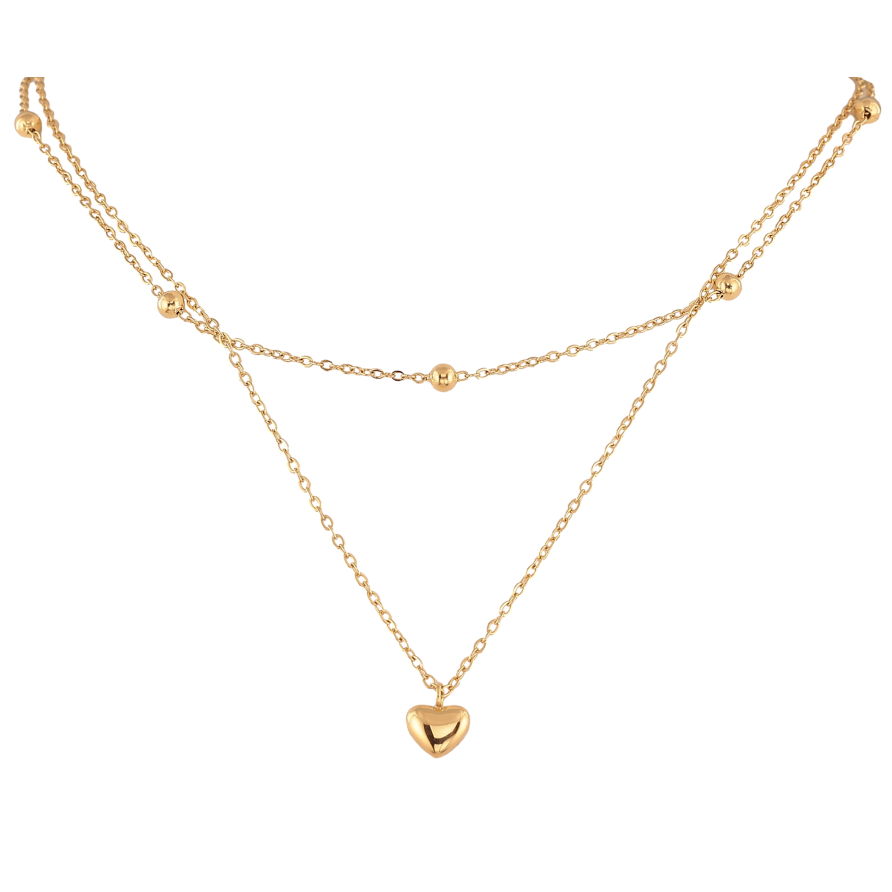 Колье Нержавеющая сталь "Двойная цепочка с сердечком" длина 39-44см х 1-3мм фото №1 Колье Нержавеющая сталь "Двойная цепочка с сердечком" длина 39-44см х 1-3мм фото №1