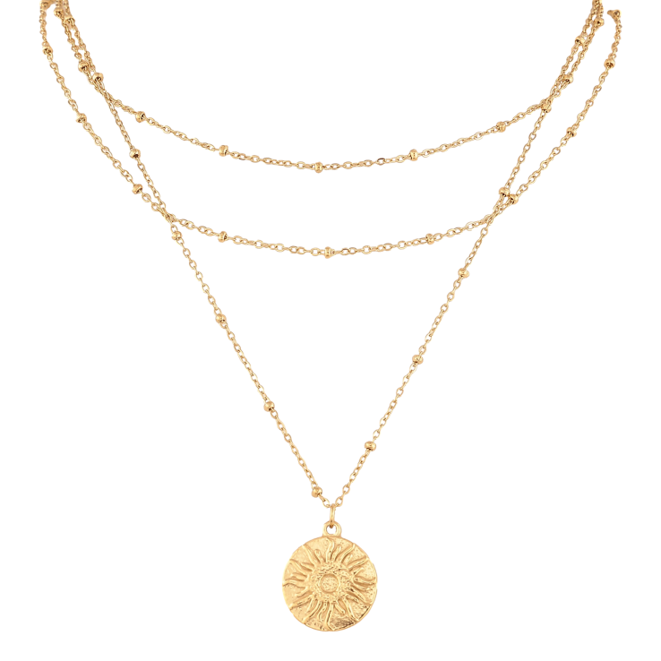 Колье Нержавеющая сталь "Тройная цепочка с двусторонней подвеской" длина 37-42см х 2мм фото №22