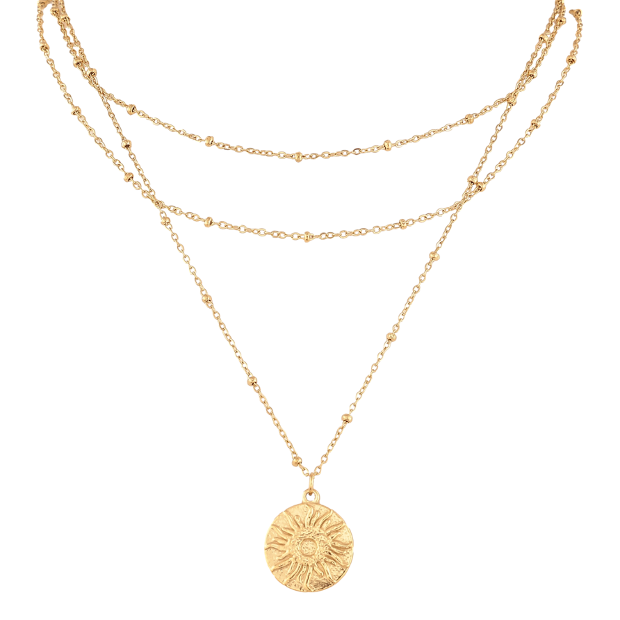 Колье Нержавеющая сталь "Тройная цепочка с двусторонней подвеской" длина 37-42см х 2мм фото №1