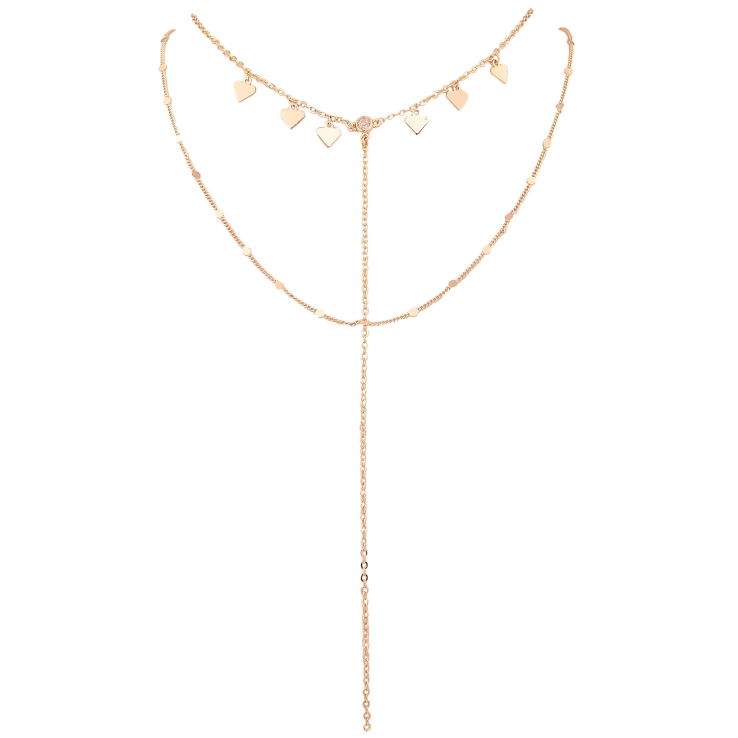 Колье Xuping M&L цвет 18К "Двойная цепочка с подвесками" длина 38-43см х 1-2мм фото №9