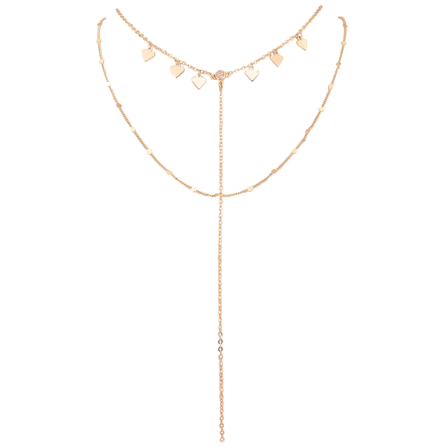 Колье Xuping M&L цвет 18К "Двойная цепочка с подвесками" длина 38-43см х 1-2мм фото №1 Колье Xuping M&L цвет 18К "Двойная цепочка с подвесками" длина 38-43см х 1-2мм фото №1