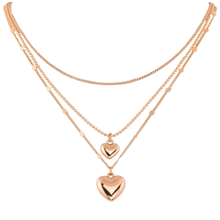 Колье Xuping M&L цвет 18К "Тройная цепочка с сердечками" длина 40-44см х 1-2мм фото №3