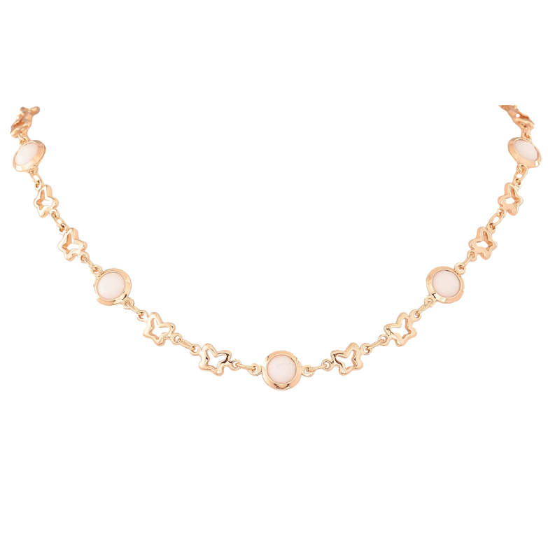 Кольє Xuping M&L колір 18К "Метелики з білими намистинами" розмір 46см х 5-8мм фото №4