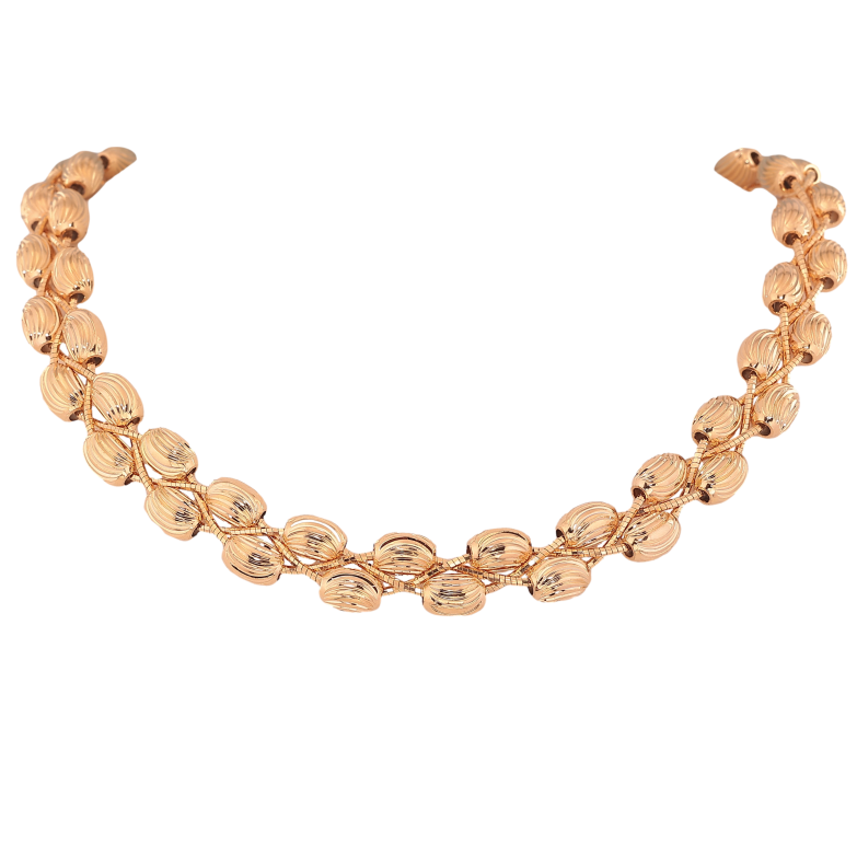 Колье Xuping цвет Позолота 18K "Декоративное плетение с бусинами" длина 42см х 12мм фото №1