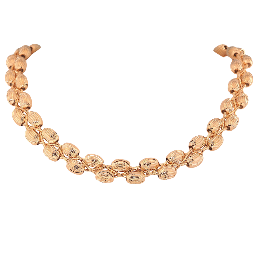 Колье Xuping цвет Позолота 18K "Декоративное плетение с бусинами" длина 42см х 12мм фото №1