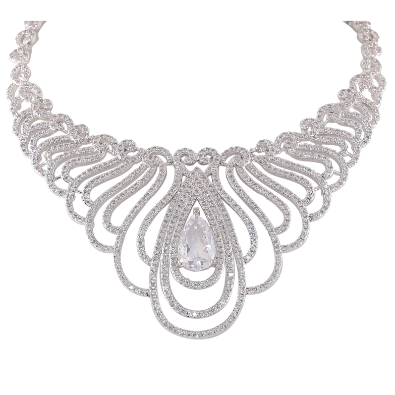 Кольє Xuping колір Родій "Графиня" розмір 43,5см х 6мм фото №1