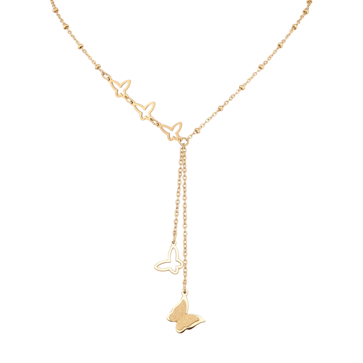 Кольє Xuping ТТМ Stainless Steel колір 14К "Метелики" довжина 42-47см х 1.5-8мм фото №8