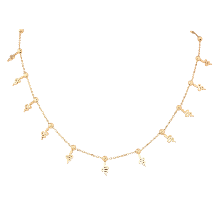 Кольє Xuping ТТМ Stainless Steel колір 14К "Змійки" довжина 42-47см х 1.5-3мм фото №4