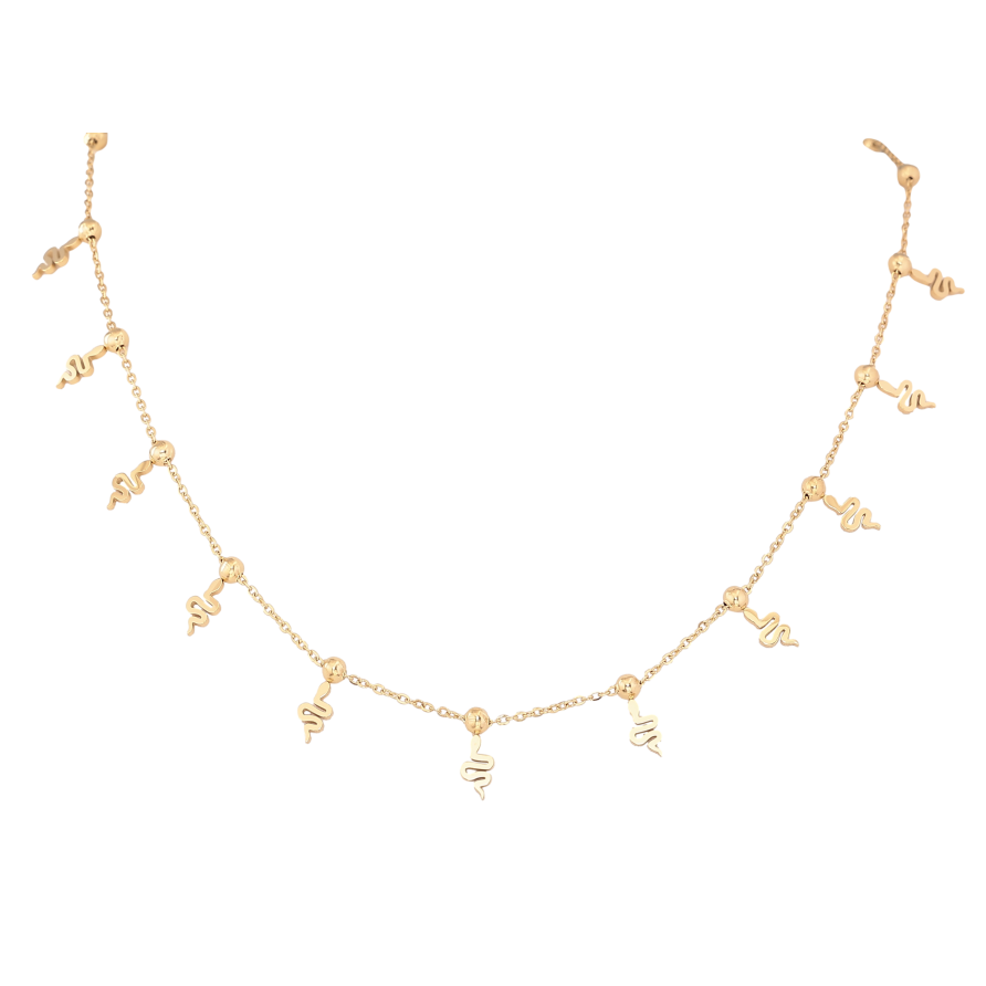 Кольє Xuping ТТМ Stainless Steel колір 14К "Змійки" довжина 42-47см х 1.5-3мм фото №1