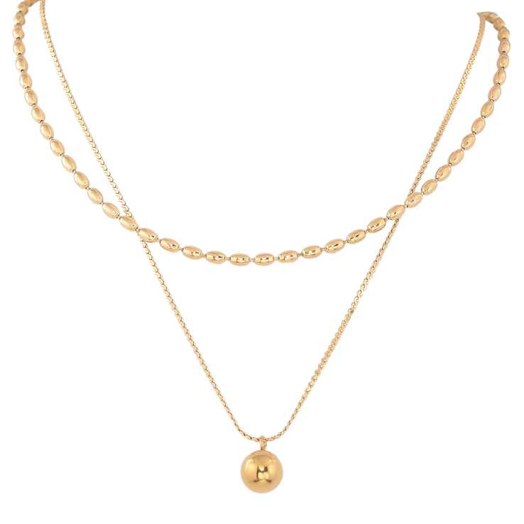 Кольє Xuping ТТМ Stainless Steel колір 14К "Два ланцюжки з підвіскою" довжина 39-44см х 1-2мм фото №22