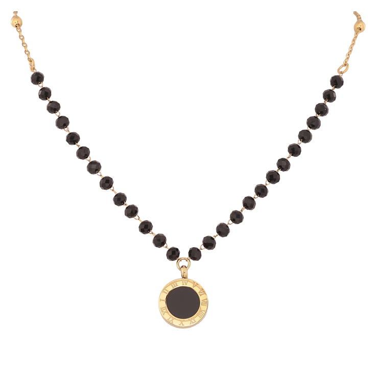 Кольє Xuping ТТМ Stainless Steel колір 14К "Чорні намистини з циферблатом" довжина 41-46см х 1.5-4мм фото №18