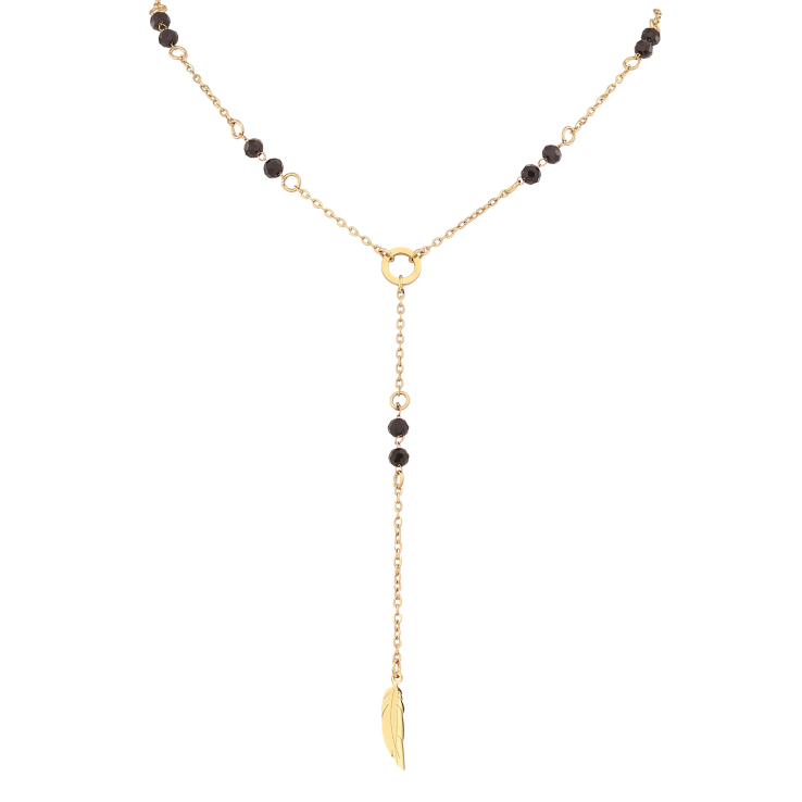 Колье Xuping ТТМ Stainless Steel цвет 14К "Цепочка с черными бусинами и пером" длина 43-48см х 1.5-3мм фото №22