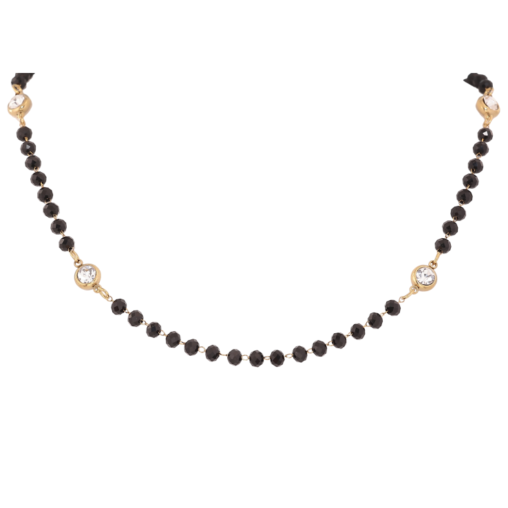 Кольє Xuping ТТМ Stainless Steel колір 14К "Чорні намистини з кристалами" довжина 45-50см х 4-6мм фото №24