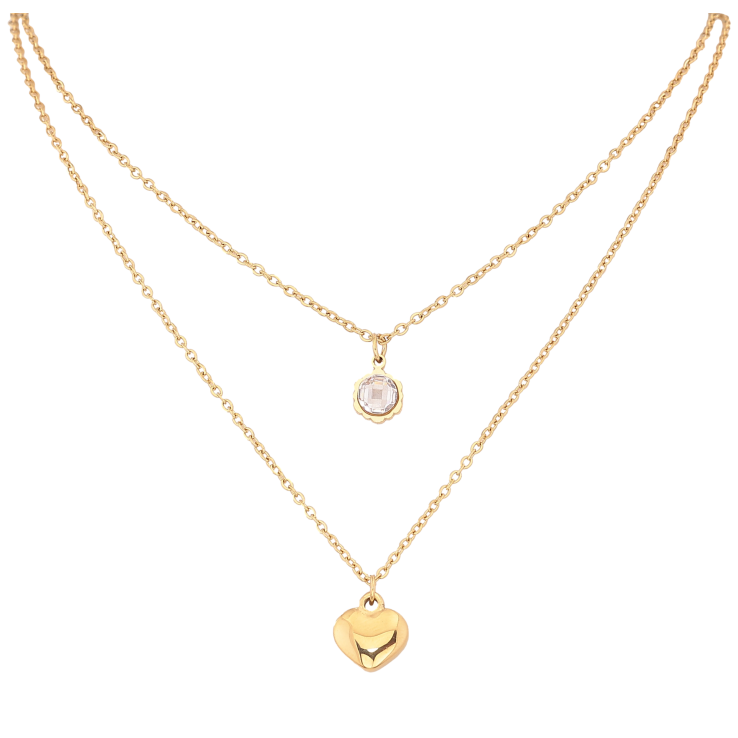 Колье Xuping ТТМ Stainless Steel цвет 14К "Две цепочки с подвесками" длина 40-45см х 1.5мм фото №20