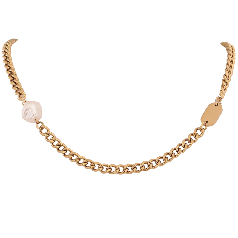 Кольє Xuping ТТМ Stainless Steel колір 14К "Ланцюжок з перлинною намистиною" довжина 42-47см х 4-10мм фото №3