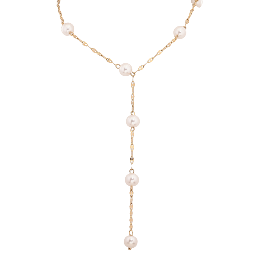 Колье Xuping ТТМ Stainless Steel цвет 14К "Цепочка с жемчужными бусинами" длина 50-55см х 3-8мм фото №1