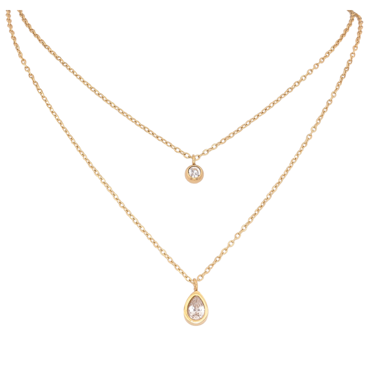 Кольє Xuping ТТМ Stainless Steel колір 14К "Два ланцюжки з кристалами" довжина 41-46см х 1.5мм фото №20