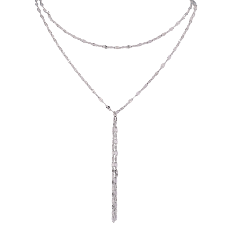 Кольє Xuping ТТМ Stainless Steel колір Родій "Два ланцюжки з підвіскою" довжина 39-44см х 2мм фото №1