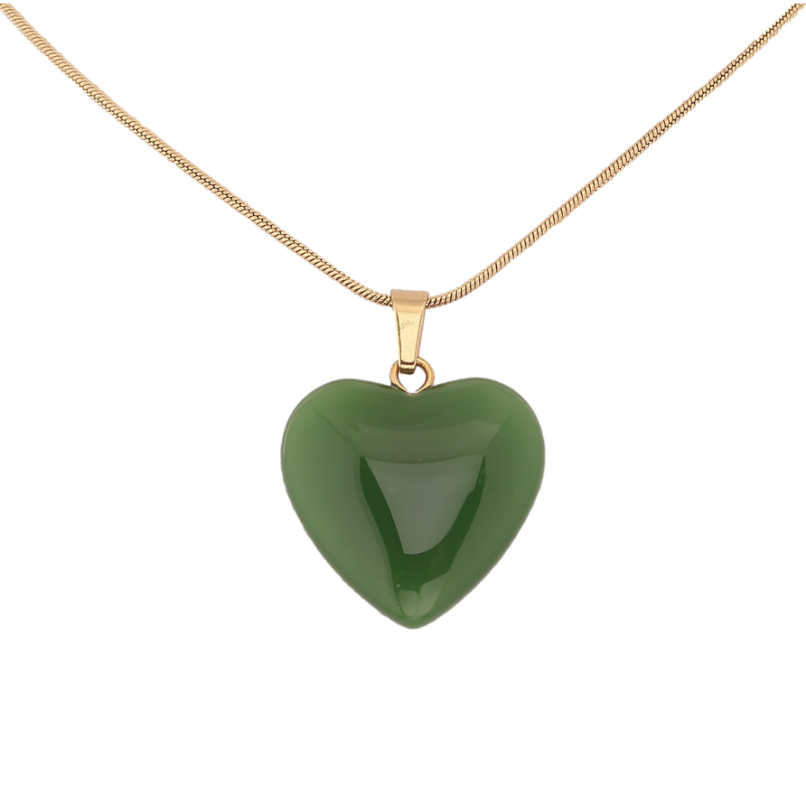 Подвеска на цепочке Xuping ТТМ Stainless Steel цвет 14К "Зеленое сердечко" длина 45-50см х 1мм фото №1