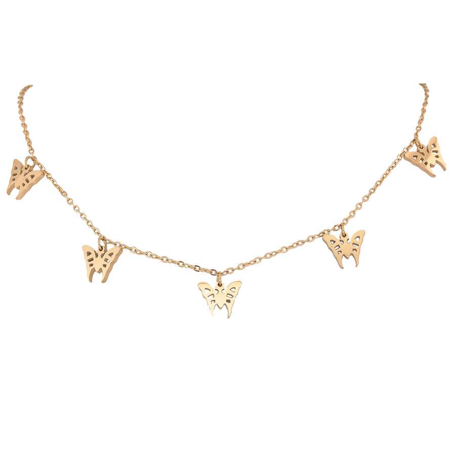 Кольє Xuping ТТМ Stainless Steel колір 14К "Метелики" довжина 45-50см х 1.5мм фото №1