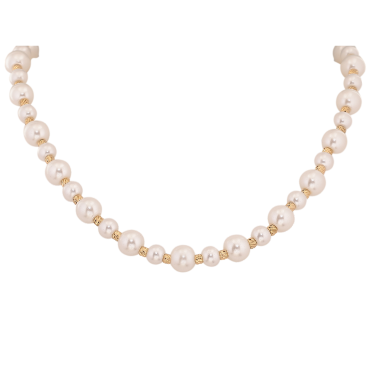 Кольє Xuping ТТМ Stainless Steel колір 14К "Перлинно-золотисті намистини" довжина 44-49см х 3-8мм фото №3