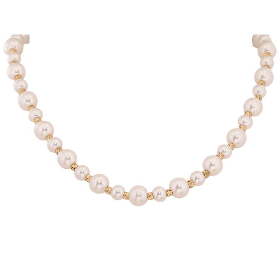 Бусы Xuping ТТМ Stainless Steel цвет 14К "Жемчужно-золотистые бусы" длина 44-49см х 3-8мм фото №1