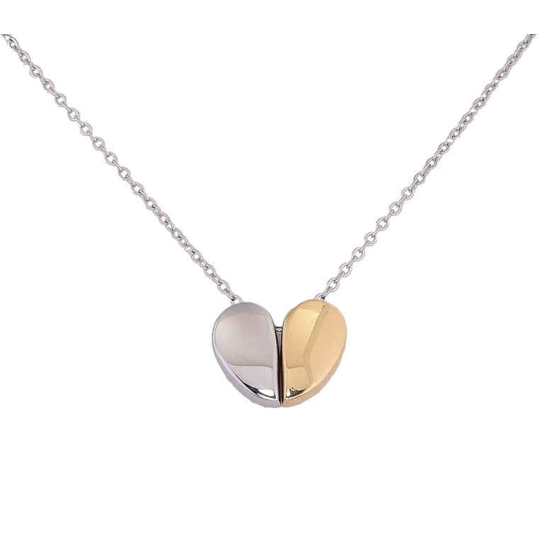 Підвіска на ланцюжку Xuping ТТМ Stainless Steel колір Родій + 14К "Сердечко" довжина 45-50см х 1.5мм фото №1 Підвіска на ланцюжку Xuping ТТМ Stainless Steel колір Родій + 14К "Сердечко" довжина 45-50см х 1.5мм фото №1