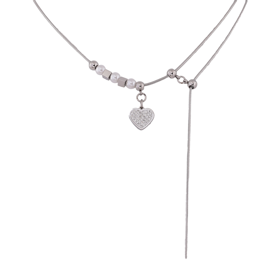 Кольє Xuping ТТМ Stainless Steel колір Родій "Серце" довжина 47-51см х 1-2мм фото №1