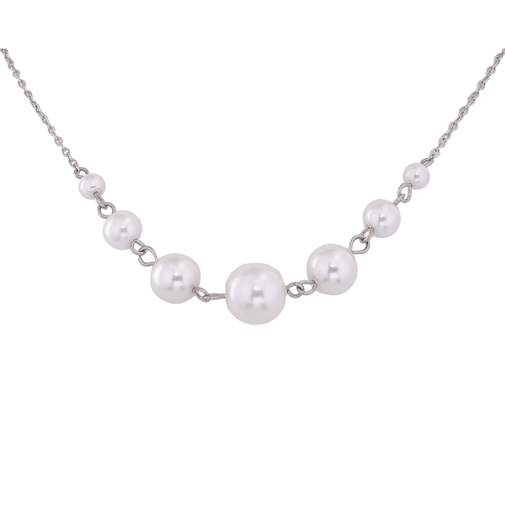 Кольє Xuping ТТМ Stainless Steel колір Родій "Перлинні намистини" довжина 45-50см х 1.5-10мм фото №8