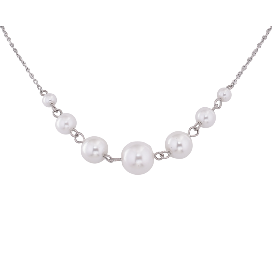 Кольє Xuping ТТМ Stainless Steel колір Родій "Перлинні намистини" довжина 45-50см х 1.5-10мм фото №1