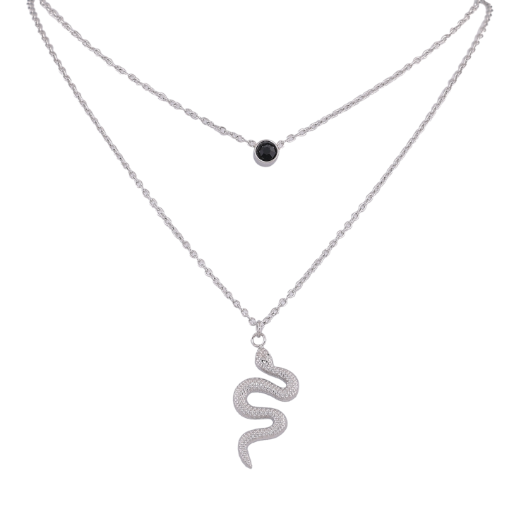 Кольє Xuping ТТМ Stainless Steel колір Родій "Подвійний ланцюжок із змійкою, ø 5мм" довжина 40-45см х 1.5мм фото №19