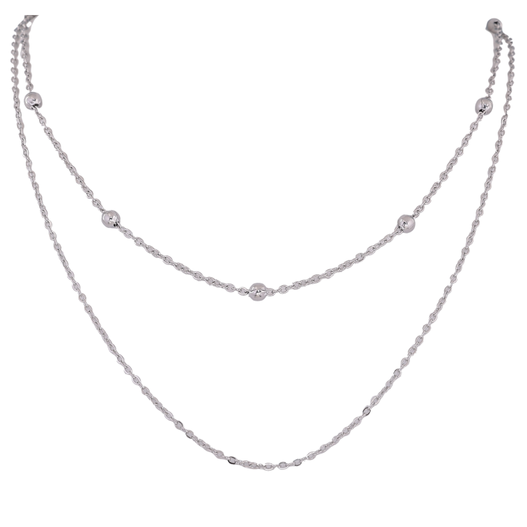 Кольє Xuping ТТМ Stainless Steel колір Родій "Подвійний ланцюжок" довжина 39-44см х 1.5-4мм фото №25