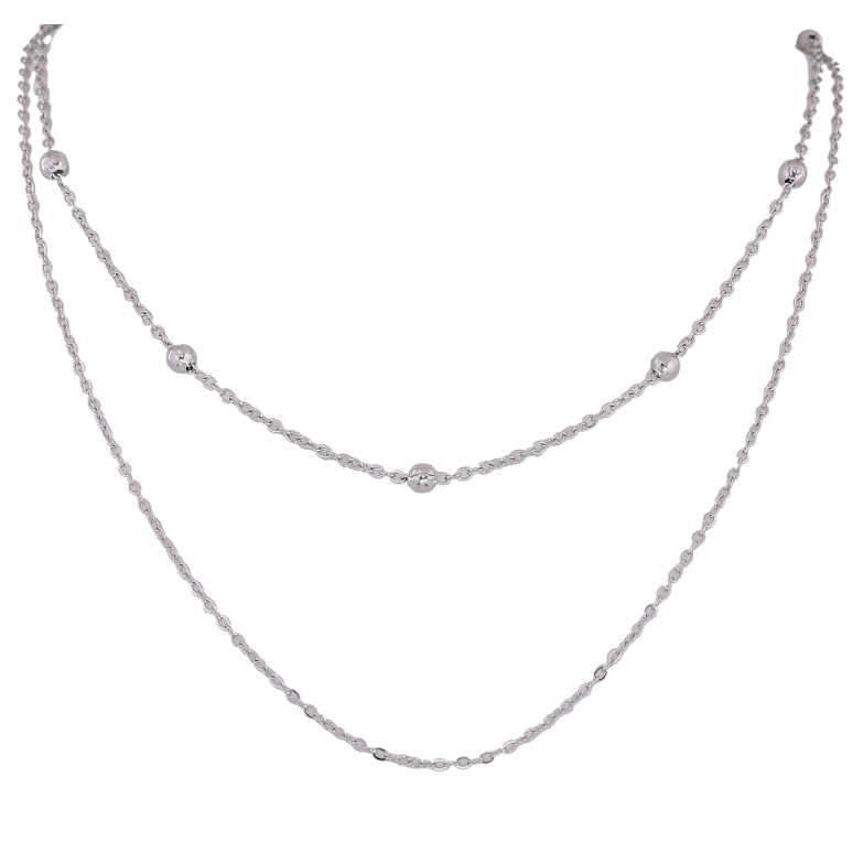 Кольє Xuping ТТМ Stainless Steel колір Родій "Подвійний ланцюжок" довжина 39-44см х 1.5-4мм фото №1